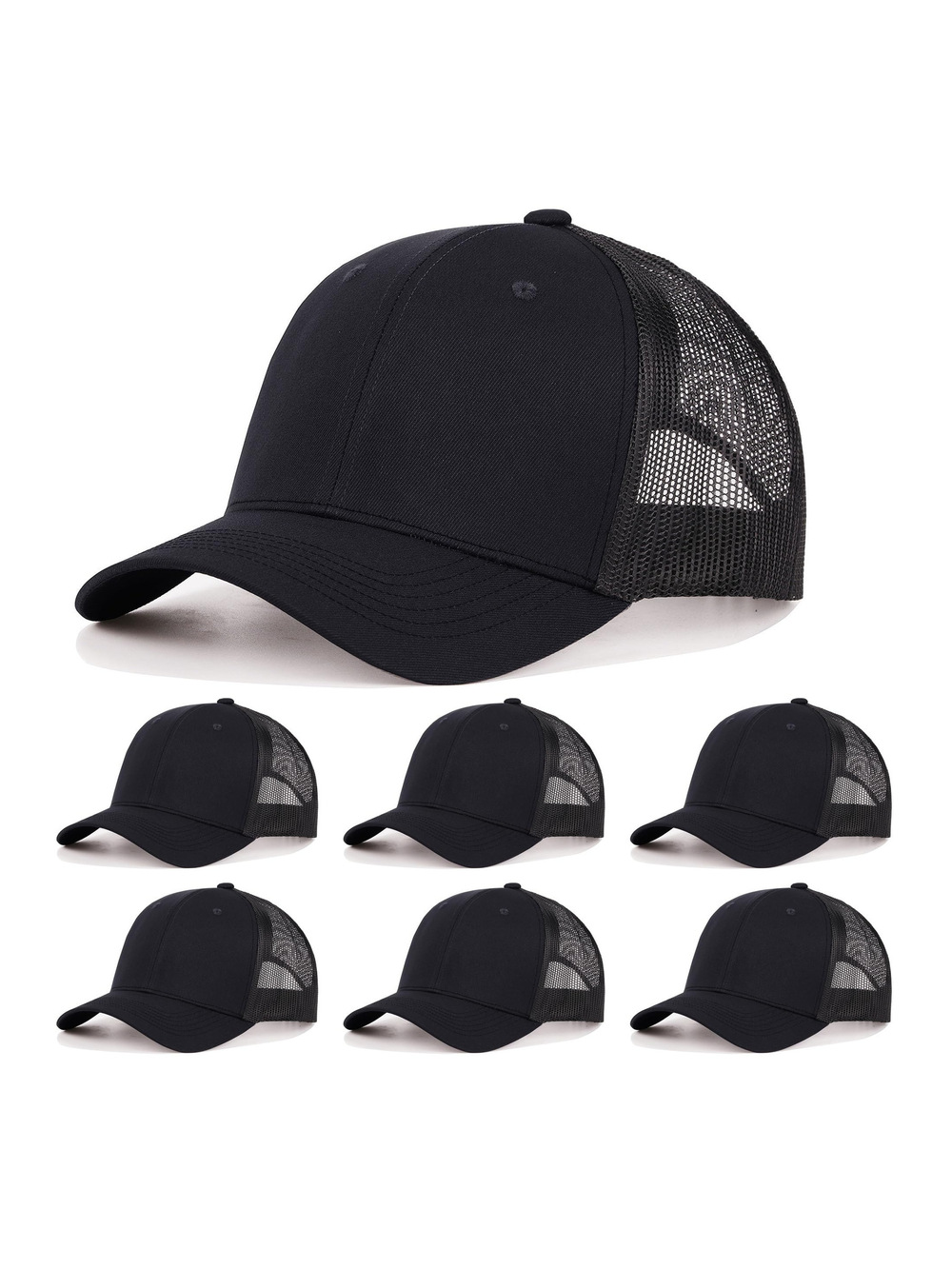 6Pack Unisex Vintage Washed Cotton Baseball Cap Soft | 6 Pcs, Black | Size OS